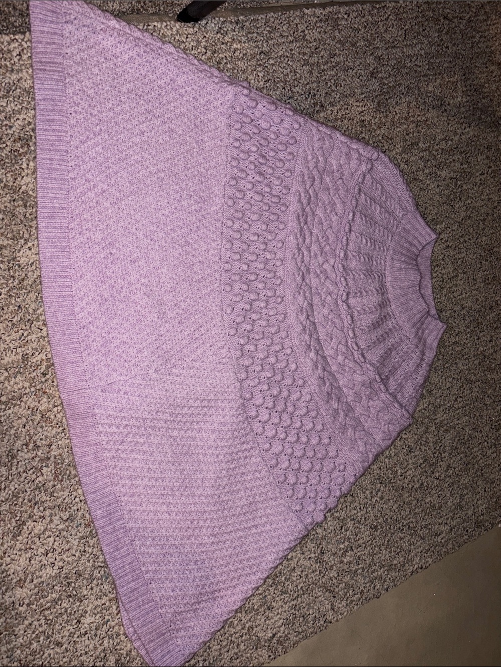 Talbots Lavender Cable-Knit Turtleneck Poncho